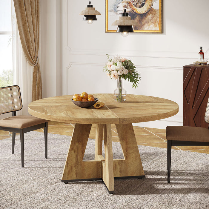 Round Dining Table for 4, 47" Wooden Kitchen Table Farmhouse Dinner Table Tribesigns