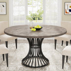 Round Dining Table for 4-6, 47" Farmhouse Circle Kitchen Table Tribesigns