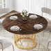 Round Dining Table for 4 - 6, 47.2" Circle Kitchen Dinner Table with Metal Base Tribesigns