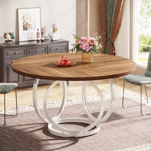 Round Dining Table for 4, Modern 47" Kitchen Table with Metal Base Tribesigns