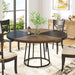 Round Dining Table for 4 People, 47" Kitchen Table with Circle Metal Base Tribesigns