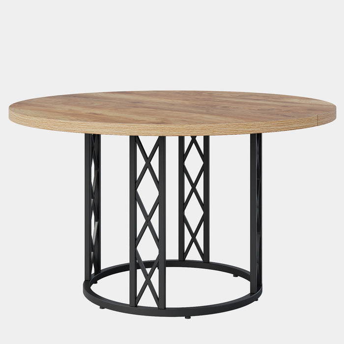 Round Dining Table for 4 People, 47" Kitchen Table with Metal Base Tribesigns