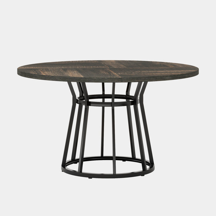 Round Dining Table for 4 People, 47.2" Kitchen Dinner Table with Metal Base Tribesigns