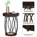 Round End Table, Industrial Accent Side Table with Storage Shelf Tribesigns