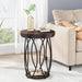 Round End Table, Industrial Accent Side Table with Storage Shelf Tribesigns