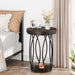 Round End Table, Industrial Accent Side Table with Storage Shelf Tribesigns