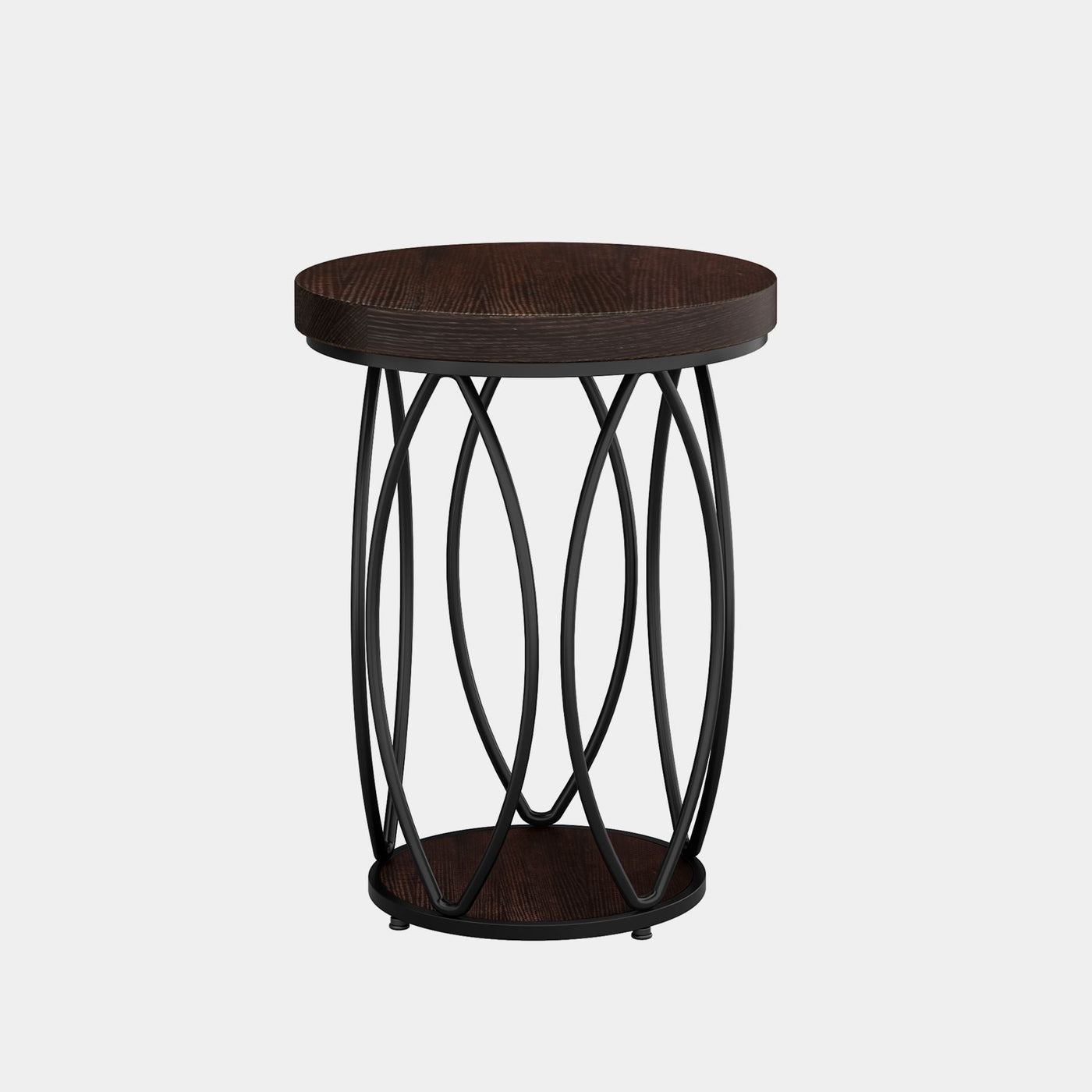Tribesigns Round End Table, Industrial Side Table with Storage Shelf