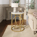 Round End Table, Modern Sofa Side Table with Faux Marble Top Tribesigns