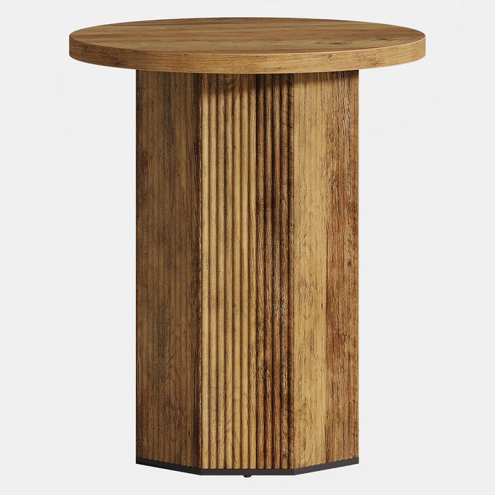 Round End Table, Narrow Side Table Nightstand with Stable Pedestal Tribesigns