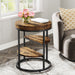 Round End Table, Small Side Table Nightstand with 3 - Tier Shelves Tribesigns