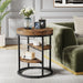 Round End Table, Small Side Table Nightstand with 3 - Tier Shelves Tribesigns