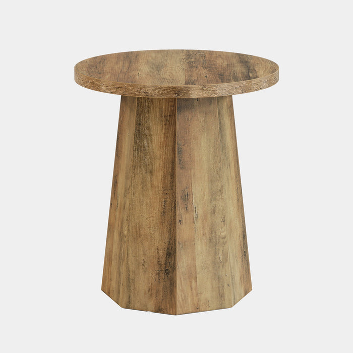 Round End Table, Wooden Couch Side Table with Octagonal Base Tribesigns