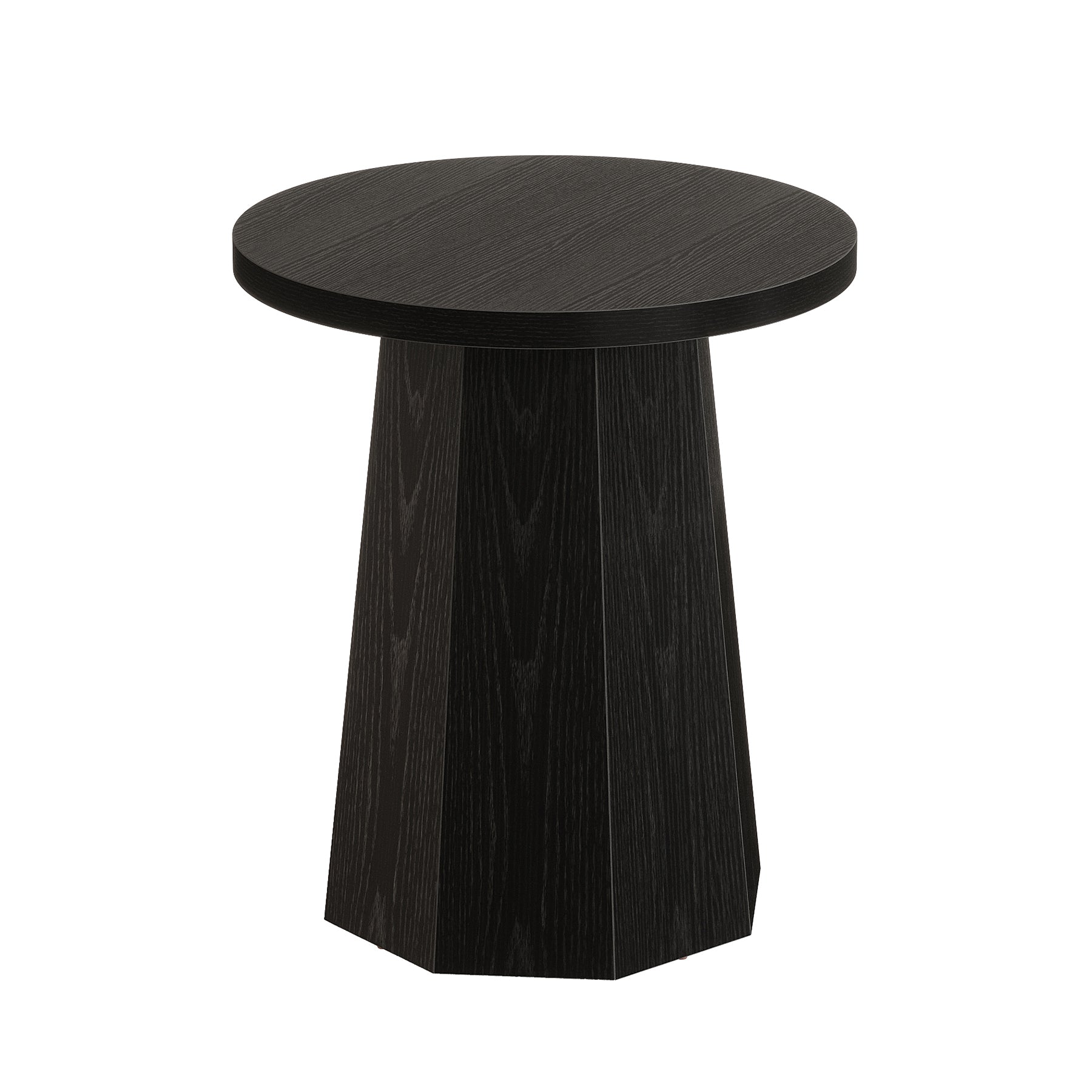 Round End Table, Wooden Couch Side Table with Octagonal Base