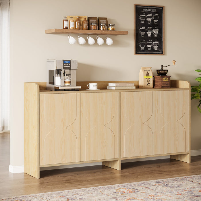 Sideboard Buffet Cabinet with Storage, 63 - Inch Wood Sideboard Cabinet with 4 Doors Tribesigns