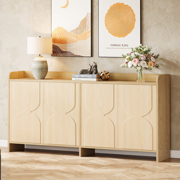 Sideboard Buffet Cabinet with Storage, 63 - Inch Wood Sideboard Cabinet with 4 Doors Tribesigns