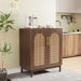 Sideboard Buffet Set of 2, Accent Rattan Storage Cabinet with Doors Tribesigns