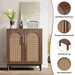 Sideboard Buffet Set of 2, Accent Rattan Storage Cabinet with Doors Tribesigns