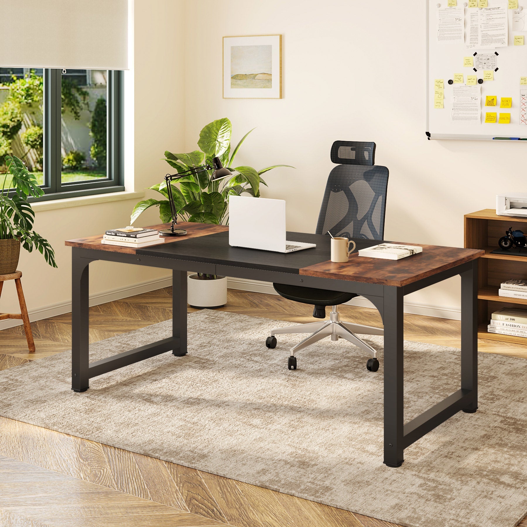 Large Conference Table , 6FT Vintage Style Computer Desk-Tribesigns