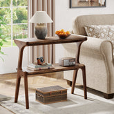 Solid Wood End Table, 2 - Tier Sofa Side Table with Storage Shelf Tribesigns 3