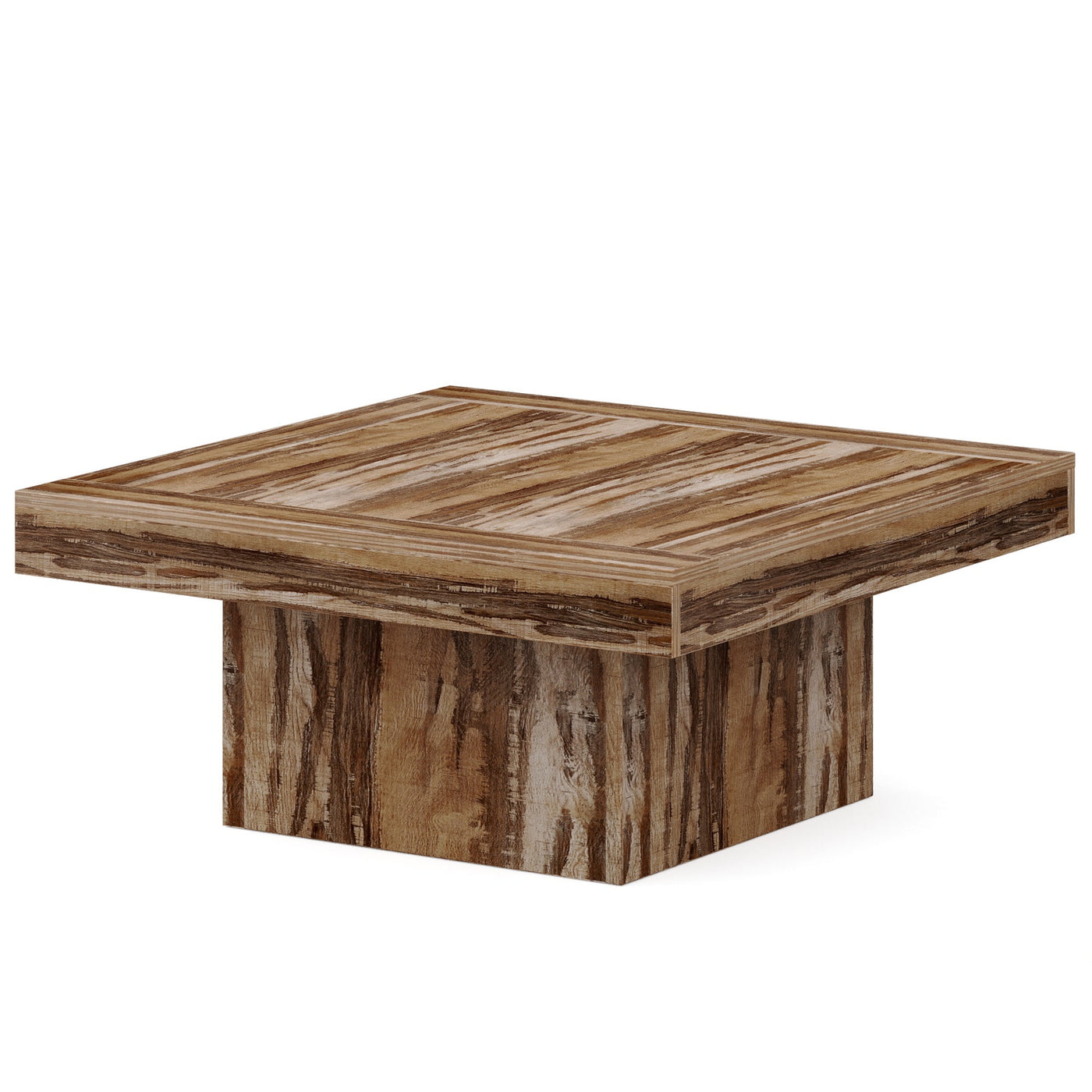 Tribesigns Farmhouse Coffee Table Square Cocktail Table with LED Light
