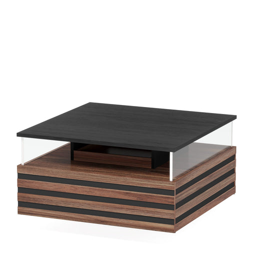 Square Coffee Table, Modern Center Table with LED Light Tribesigns