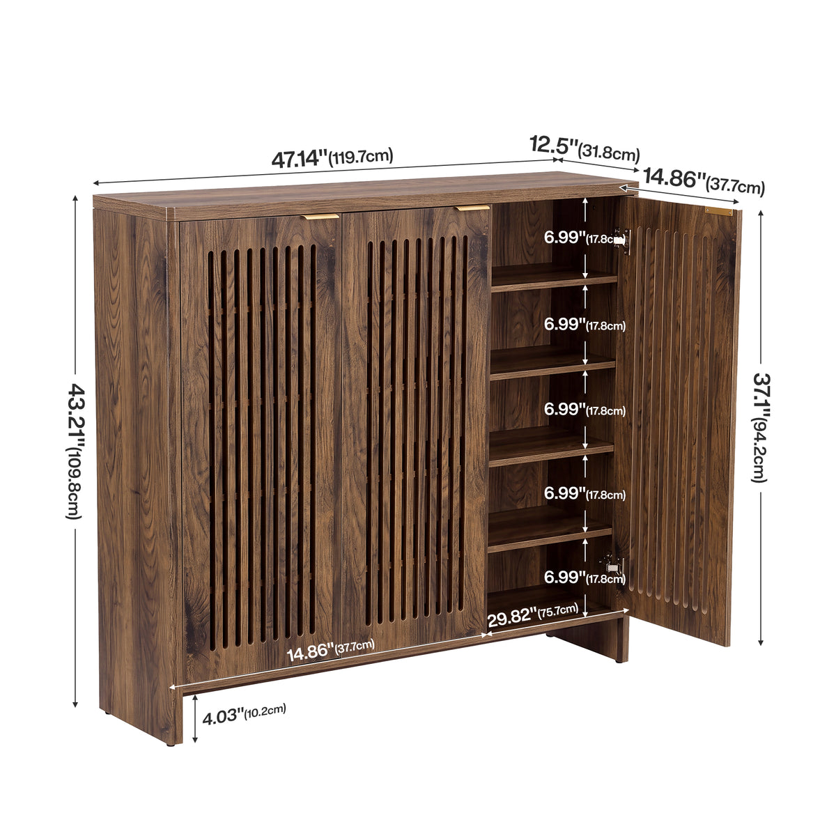 47" Buffet Cabinet with Storage, Sideboard Cabinet with Adjustable Shelves & Doors for Dining Room