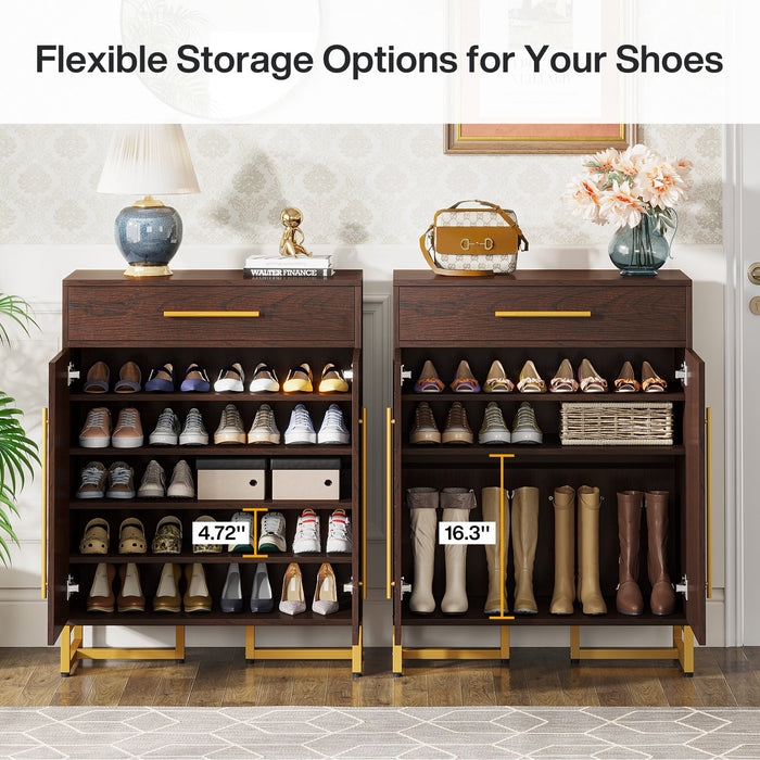 Tribesigns 20 - Pair Shoe Cabinet Organizer with Drawer & Adjustable Shelves Tribesigns