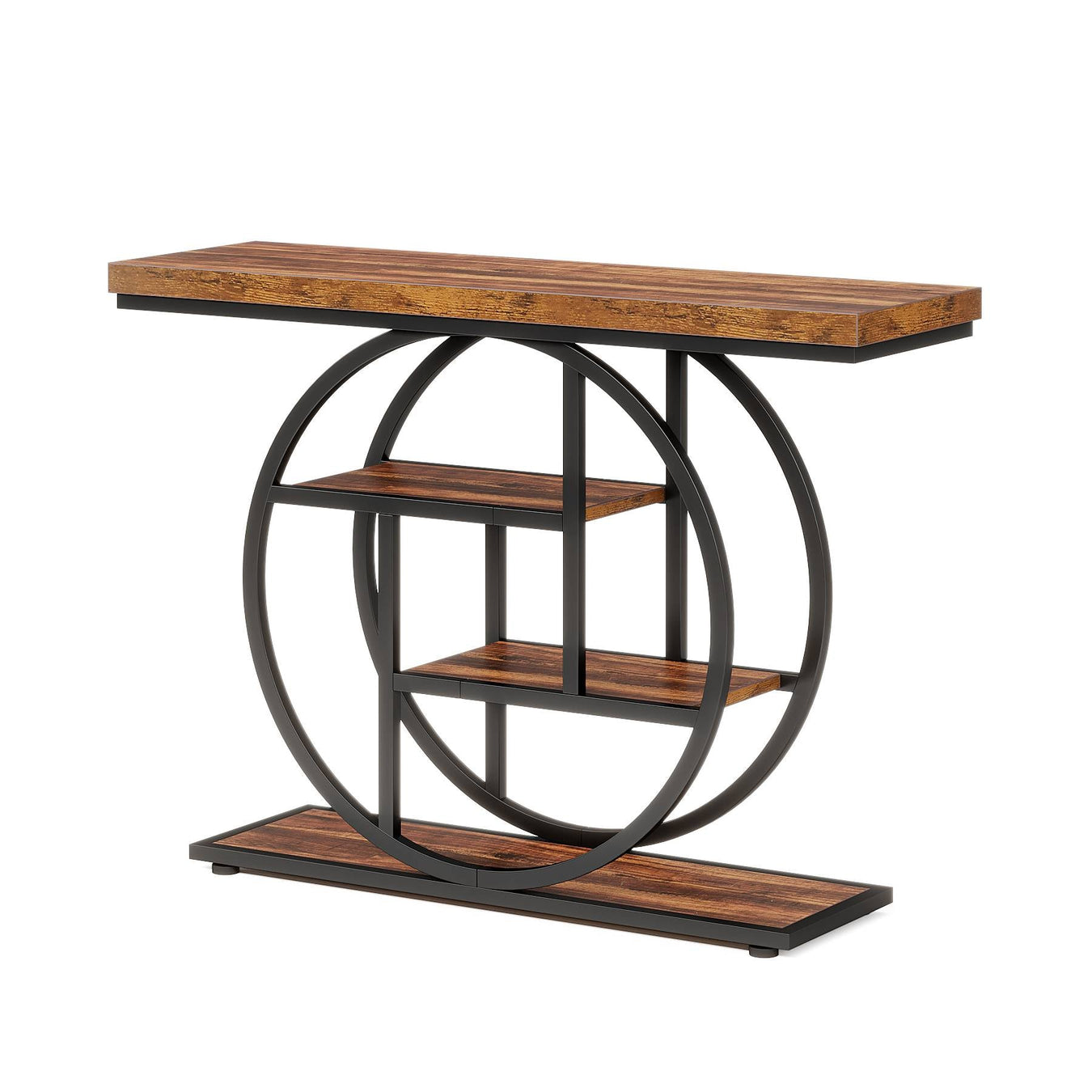 Tribesigns 41.3" Console Table, Industrial 4 - Tier Sofa Entryway Table with Circle Base Tribesigns