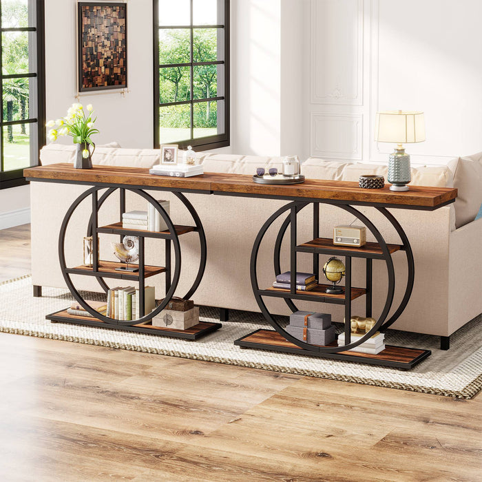 Tribesigns 41.3" Console Table, Industrial 4 - Tier Sofa Entryway Table with Circle Base Tribesigns
