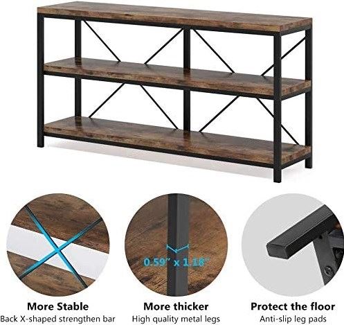 Tribesigns 55" Console Table, Sofa Table TV Stand with 3 - Tier Storage Shelves Tribesigns