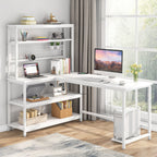 Tribesigns 55" Reversible L - Shaped Desk with Wireless Charging & Shelves Tribesigns