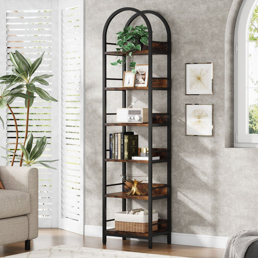 Tribesigns 6 - Tier Bookshelf, 78.7" Narrow Bookcase Arched Display Shelf Tribesigns