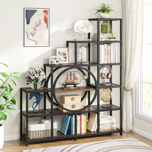 Tribesigns 65" Ladder Bookshelf, 6 - Tier Bookshelf 12 Cubes Stepped Etagere Bookcase Tribesigns