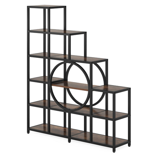 Tribesigns 65" Ladder Bookshelf, 6 - Tier Bookshelf 12 Cubes Stepped Etagere Bookcase Tribesigns