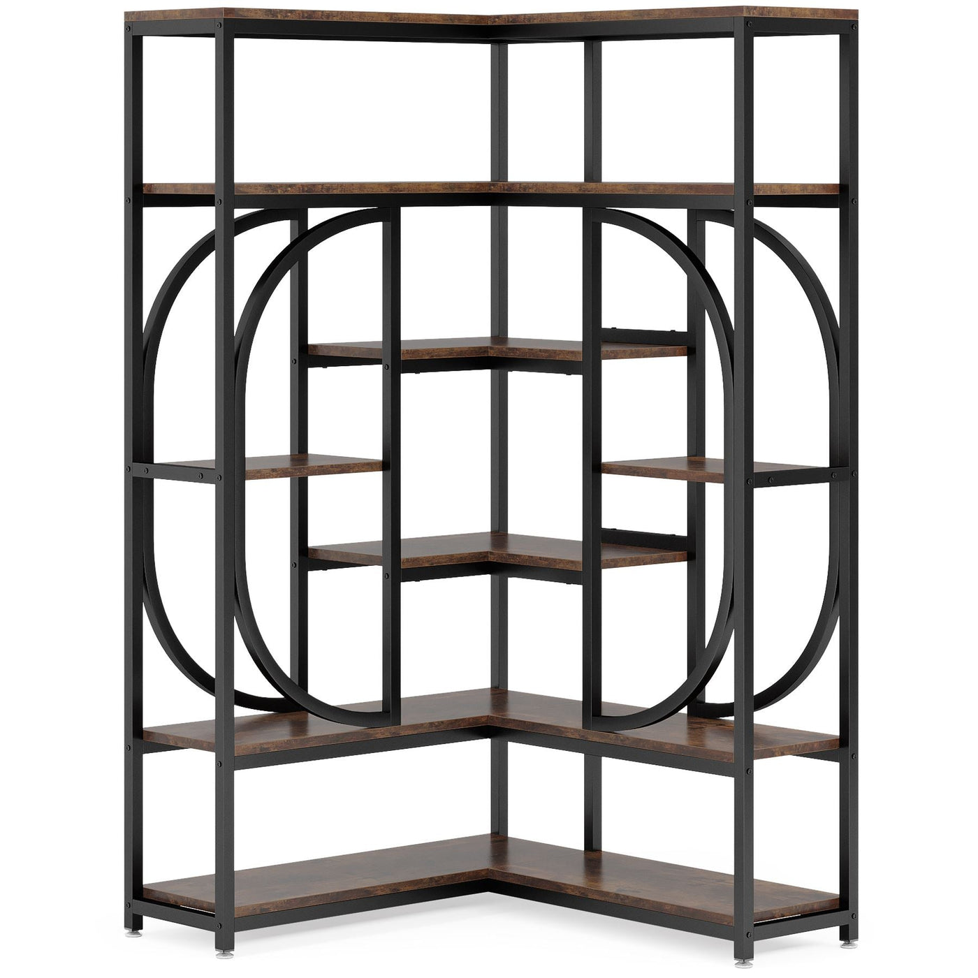 L Shape Show Rack Tribesigns Corner Bookshelf, 7-Shelf L-Shaped Bookcase Display Rack