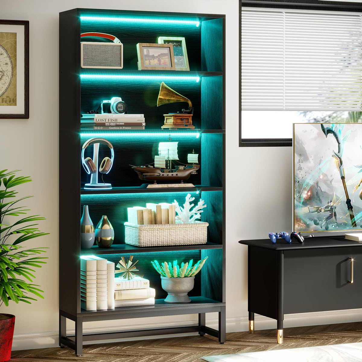 Tribesigns Bookcase, 70.8” Tall Bookshelf with 5-Tier Storage Shelves