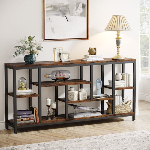 70.9 Console Table Entryway Sofa Table with Storage Shelves