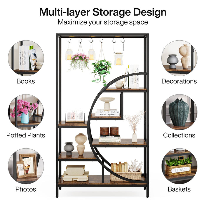 Tribesigns 70.9" Tall Plant Stand, 7 Tier Flower Pots Display Rack with 6 Hooks Tribesigns