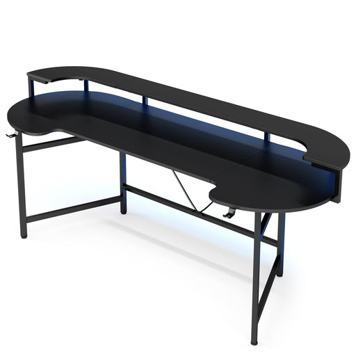 Tribesigns 75" Gaming Desk Computer Desk with LED Strip & Monitor Shelf Tribesigns