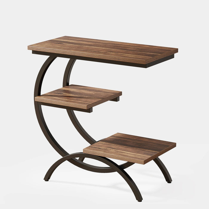 Tribesigns C - Shaped End Table, Industrial 3 - Tier Side Table for Small Space Tribesigns