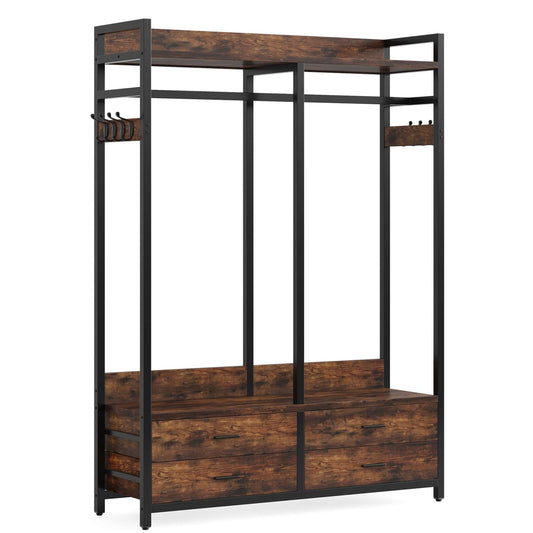 Tribesigns Freestanding Closet Organizer, Garment Rack with Drawers & Shelves Tribesigns