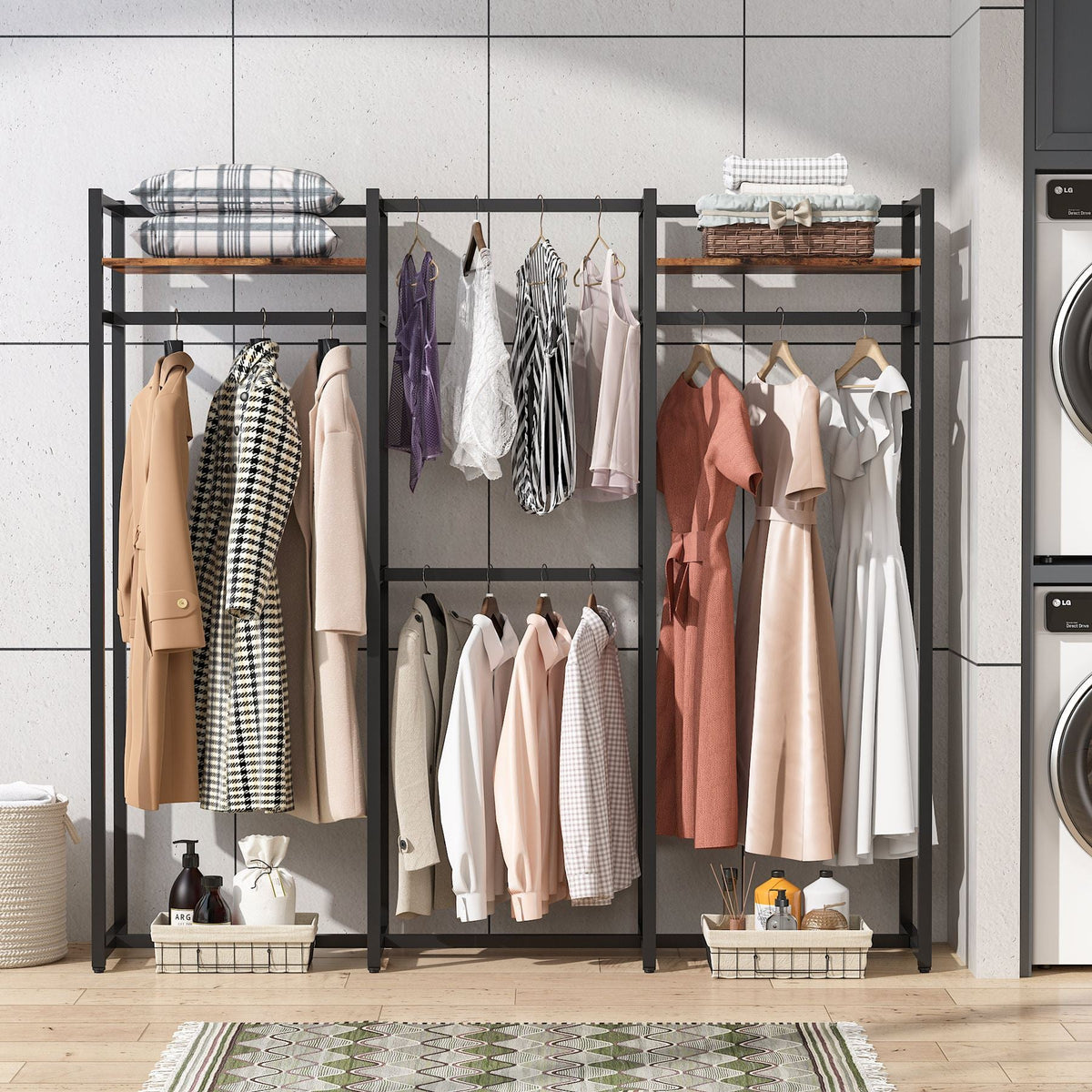 Tribesigns Freestanding Closet Organizer, Large Garment Clothes Rack ...
