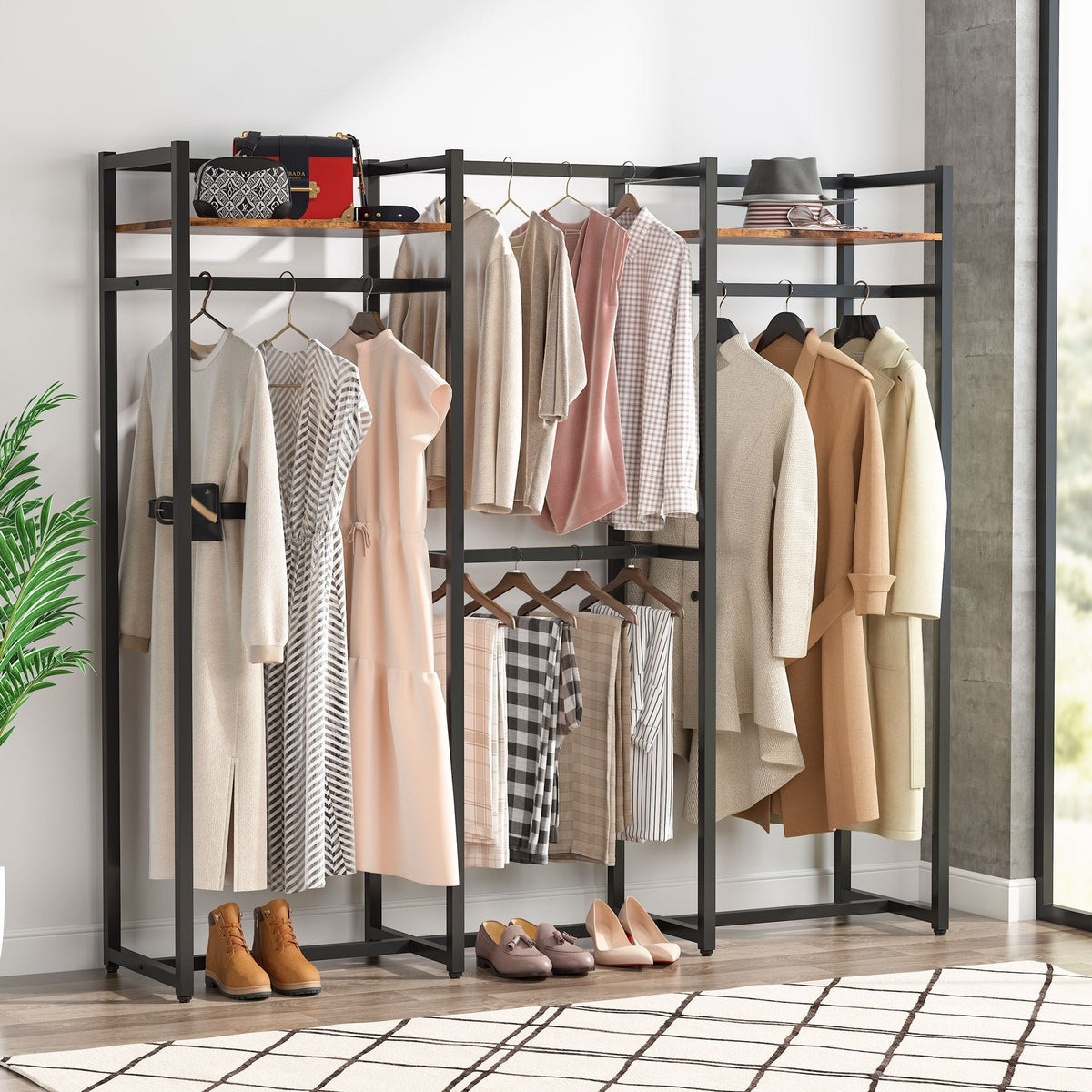 Tribesigns Freestanding Closet Organizer, Large Garment Clothes Rack ...