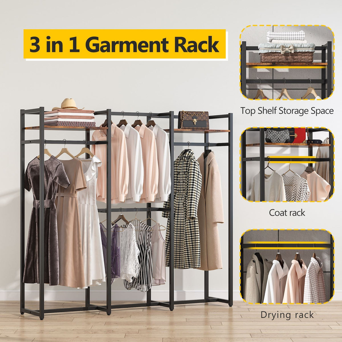 Tribesigns Freestanding Closet Organizer, Large Garment Clothes Rack ...