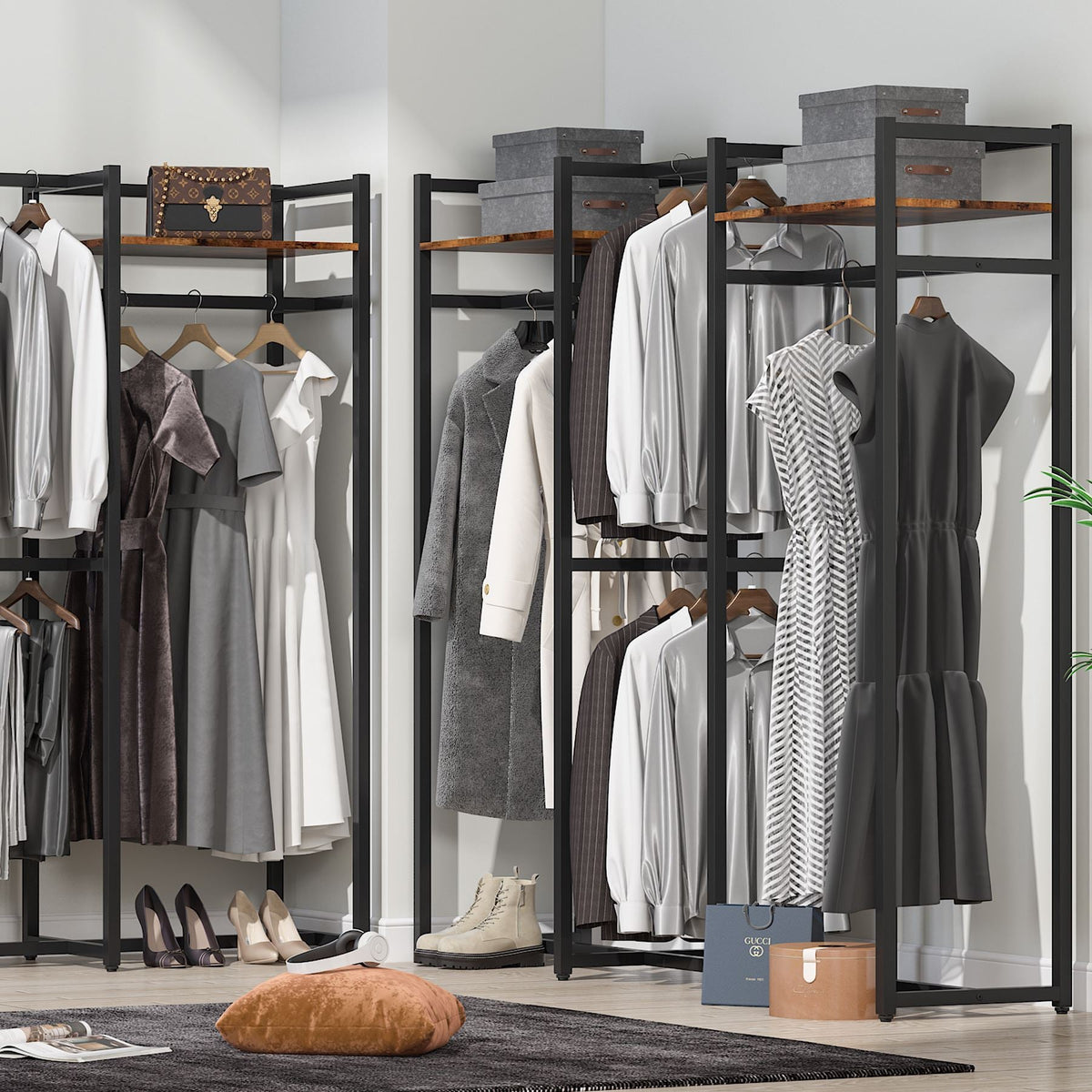 Tribesigns Freestanding Closet Organizer, Large Garment Clothes Rack ...