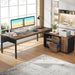 Tribesigns Industrial L - Shaped Desk, 71" Executive Desk with 47" Mobile File Cabinet Tribesigns