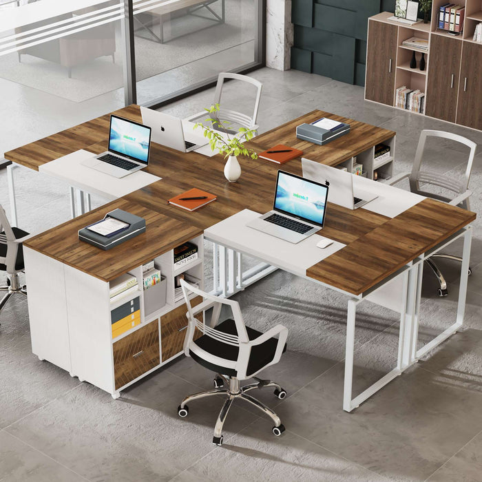 Tribesigns L-Shaped Executive Desk with Mobile File Cabinet