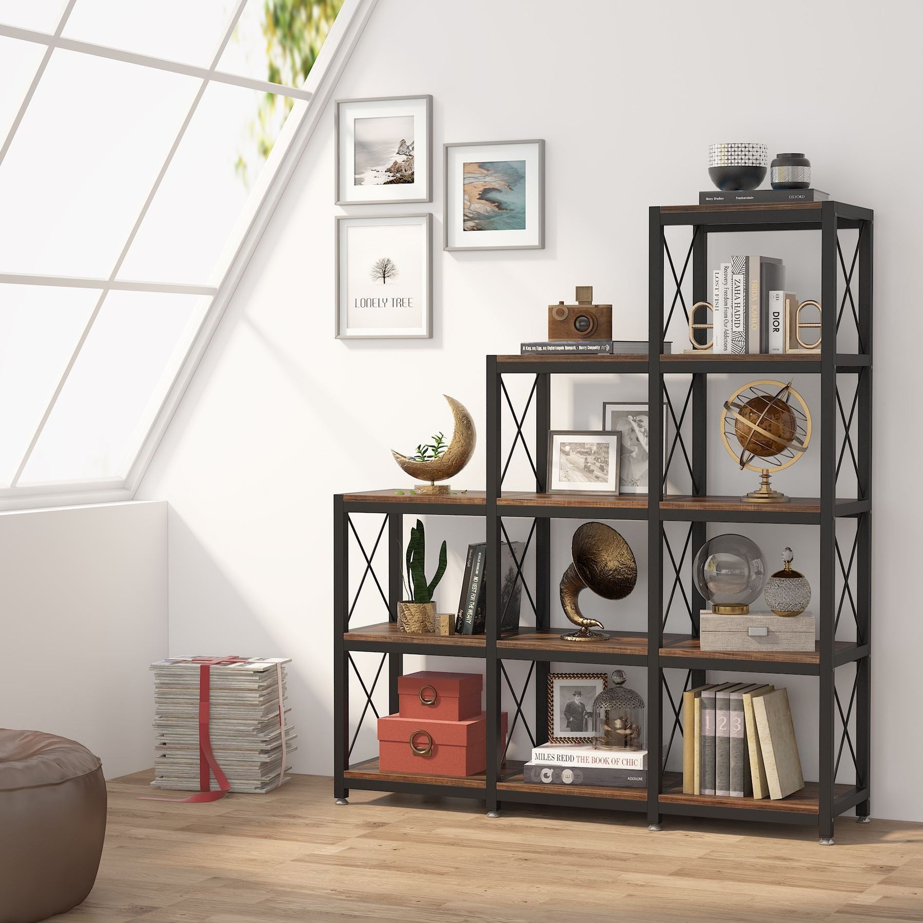 Tribesigns Ladder Bookshelf 12 Shelves Etagere Bookcase