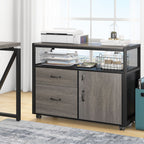 Gray Lockable File Cabinet Printer Stand with Drawers