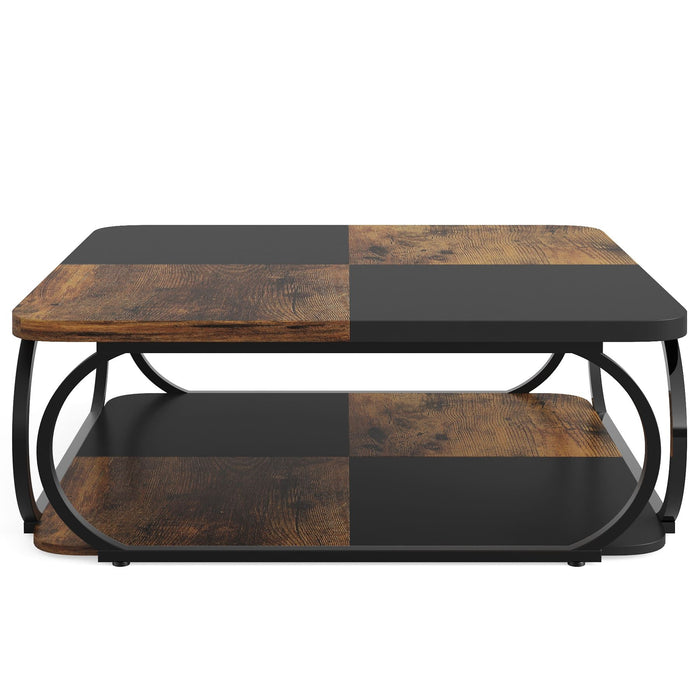 Tribesigns Square Coffee Table, 39" Central Cocktail Table with 2 - Tier Shelves Tribesigns